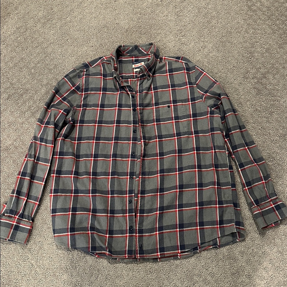 johnnie-O Charcoal and Crimson Checkered Shirt